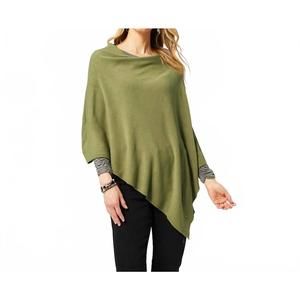 NEW COCO + CARMEN asymmetrical lightweight poncho in antique moss